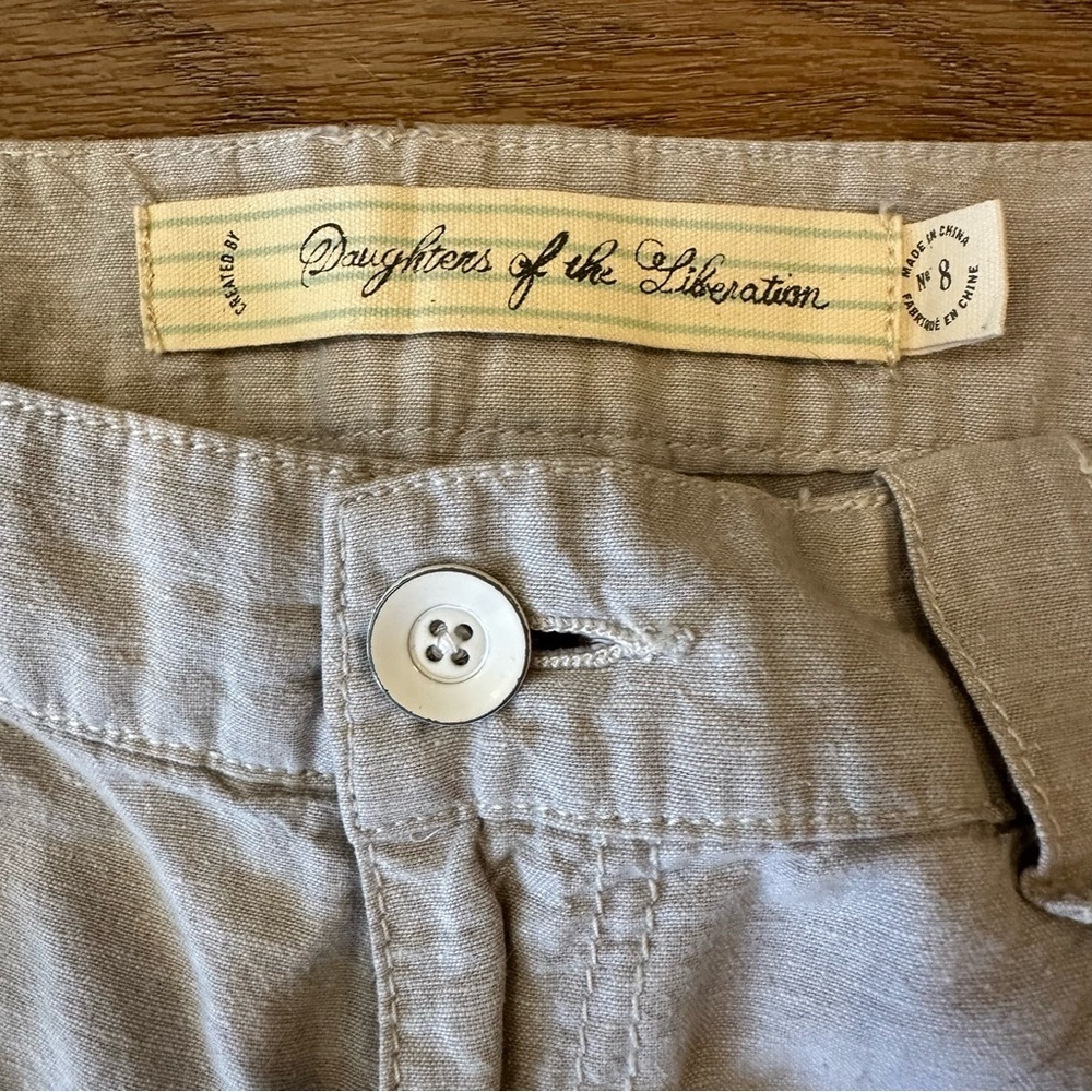 Light Gray Women's Linen Blend Pants - Picture 4 of 8